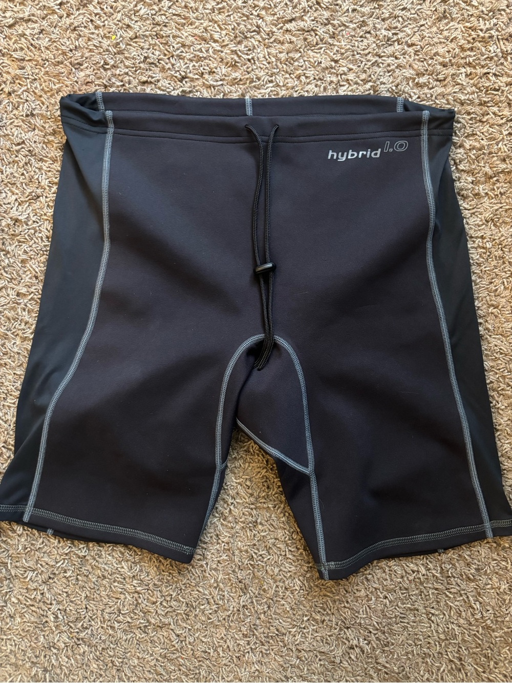 Hybrid 1.0 Men's Black Swim Hybrids with Gray Stitching